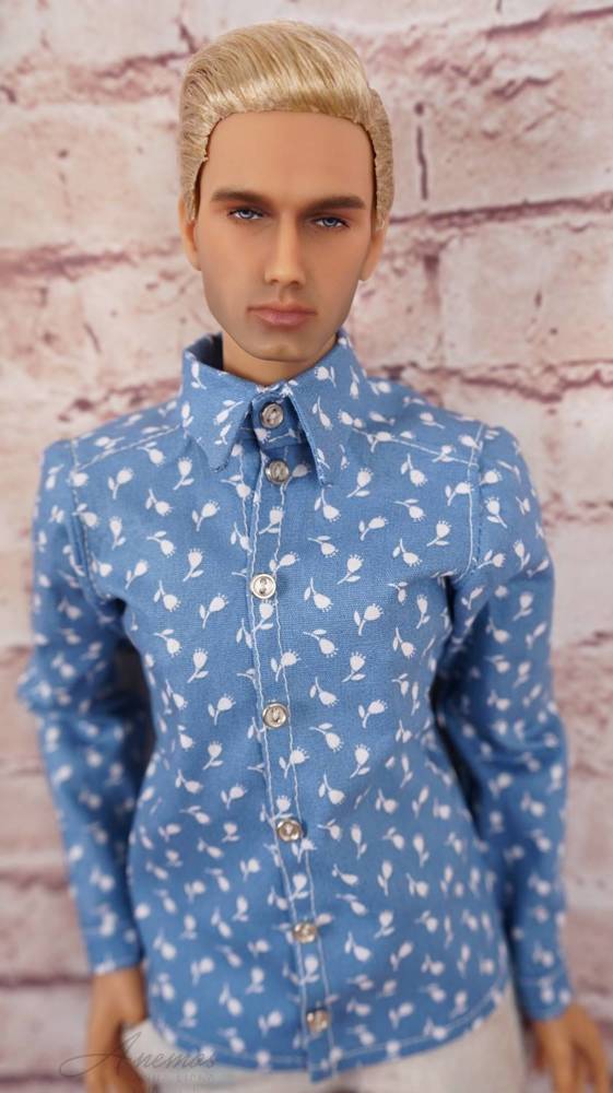  Fastened with magnets shirt No 2 flower print for Kinsman 17" male doll